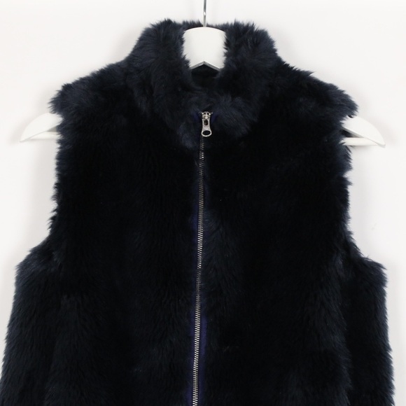 J. Crew Faux Fur Dark Blue Vest - Picture 2 of 7